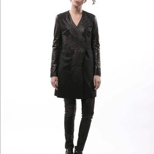 Black Eagle Leather Engraved Coat
